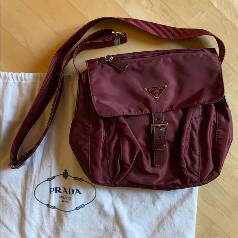 Prada Maroon Nylon Crossbody